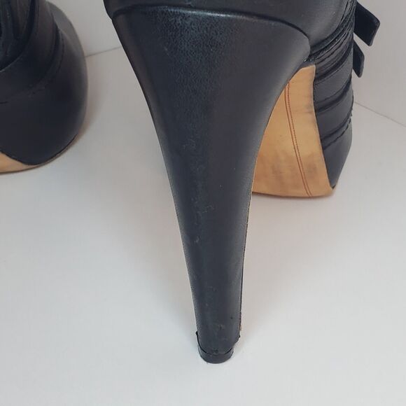 Sam Edelman Boots Womens Sz 9 Kenley High Heels Ankle Booties Black Leather Zip - Picture 8 of 13